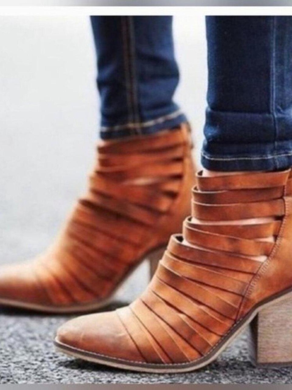 Free People Women's Tan Strappy Ankle Boots